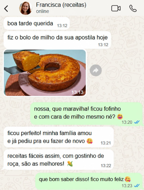 Resultado de Aluna Francisca no WhatsApp